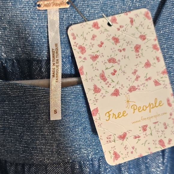 Free People Shimmering Blue Gradient Wave Dress NEW Size S - Picture 5 of 7